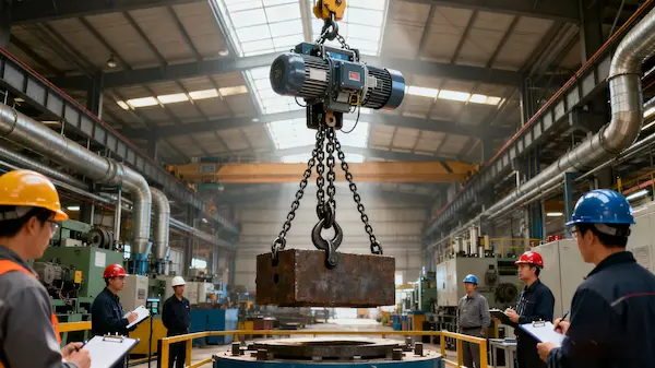 Load testing and quality control of electric chain hoists in KYLIFT factory