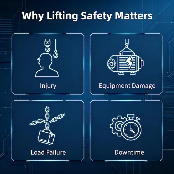 Industrial worker avoiding common hoist lifting mistakes in workshop