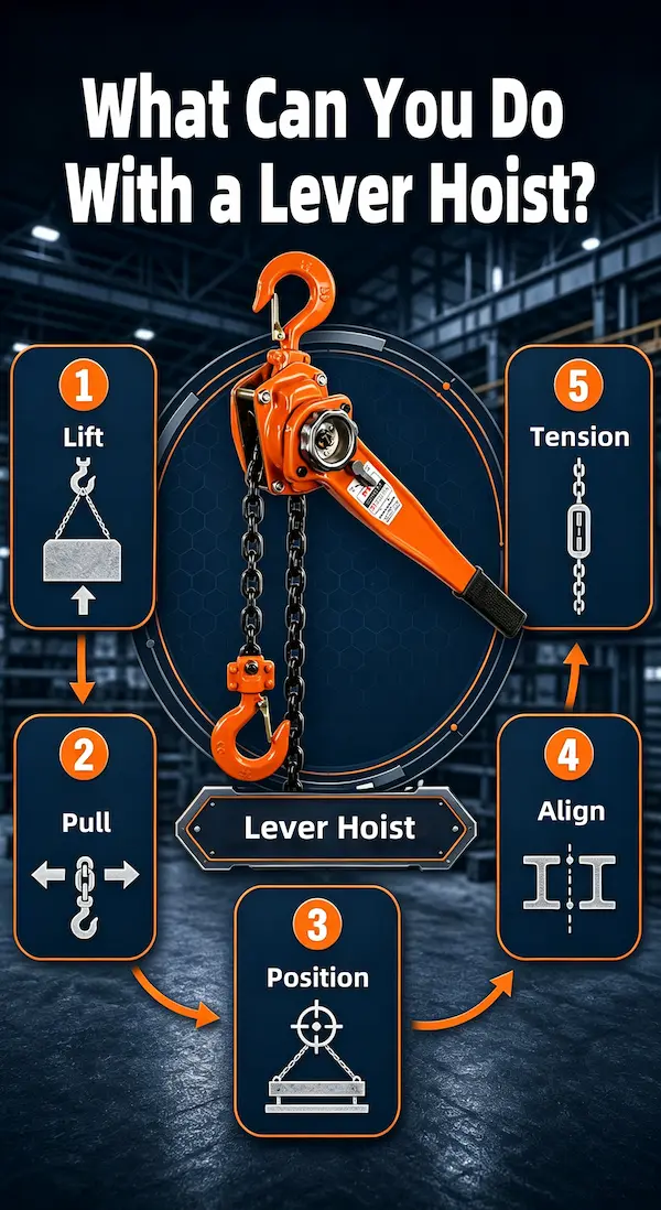 Industrial lever hoist application in construction and machinery maintenance