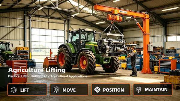 Agriculture Lifting Equipment in Farm Workshop